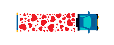 Truck carrying hearts illustration